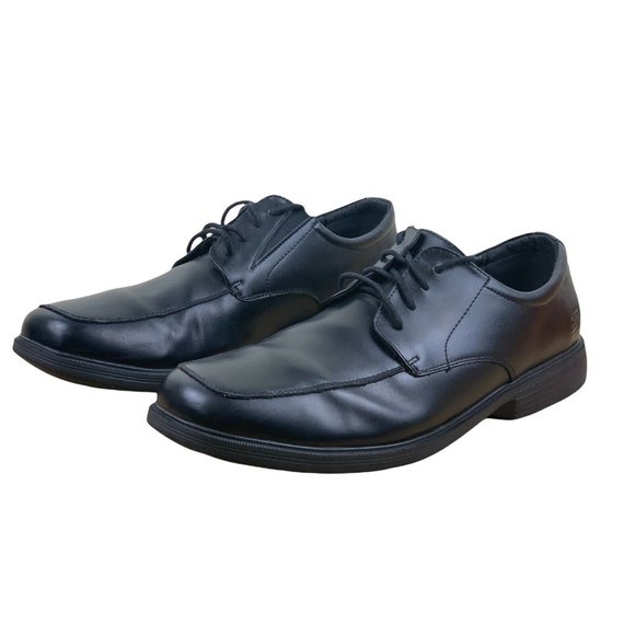 Skechers Oxford Dress Shoes Relaxed Fit Lace Up Black 64615 Sz 14 Leather - Picture 1 of 12